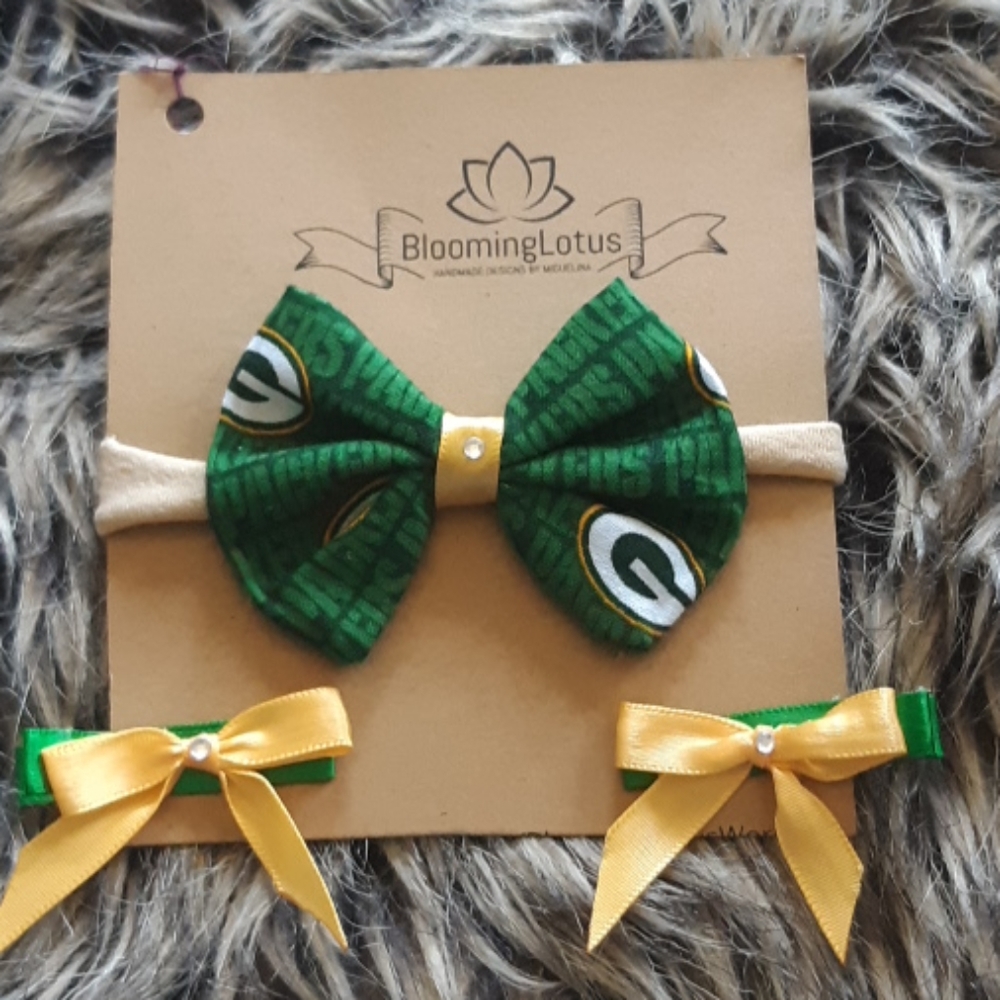 Green Bay Packers nylon headband and bows